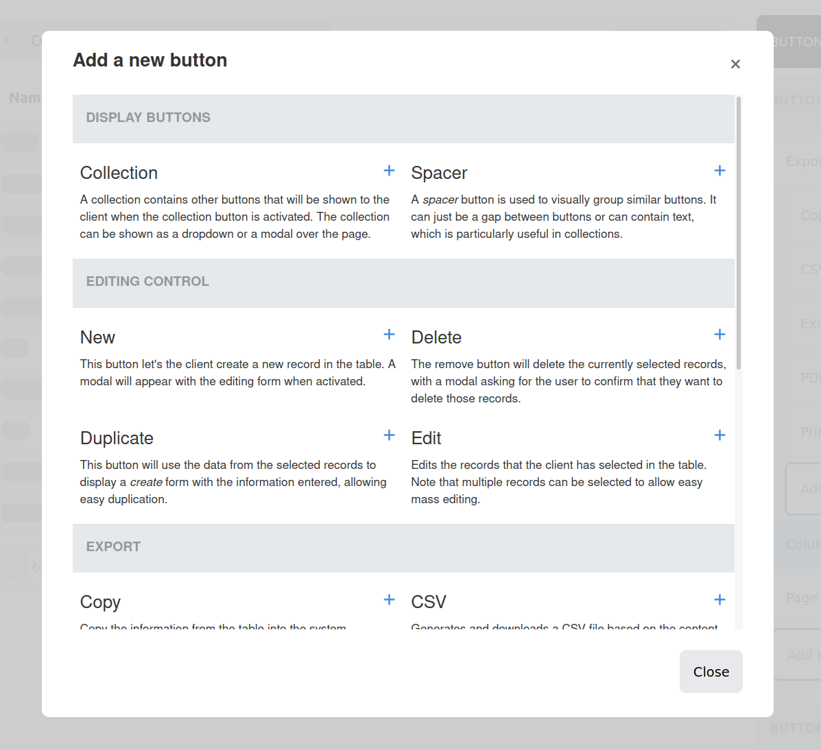 Adding new Buttons in CloudTables